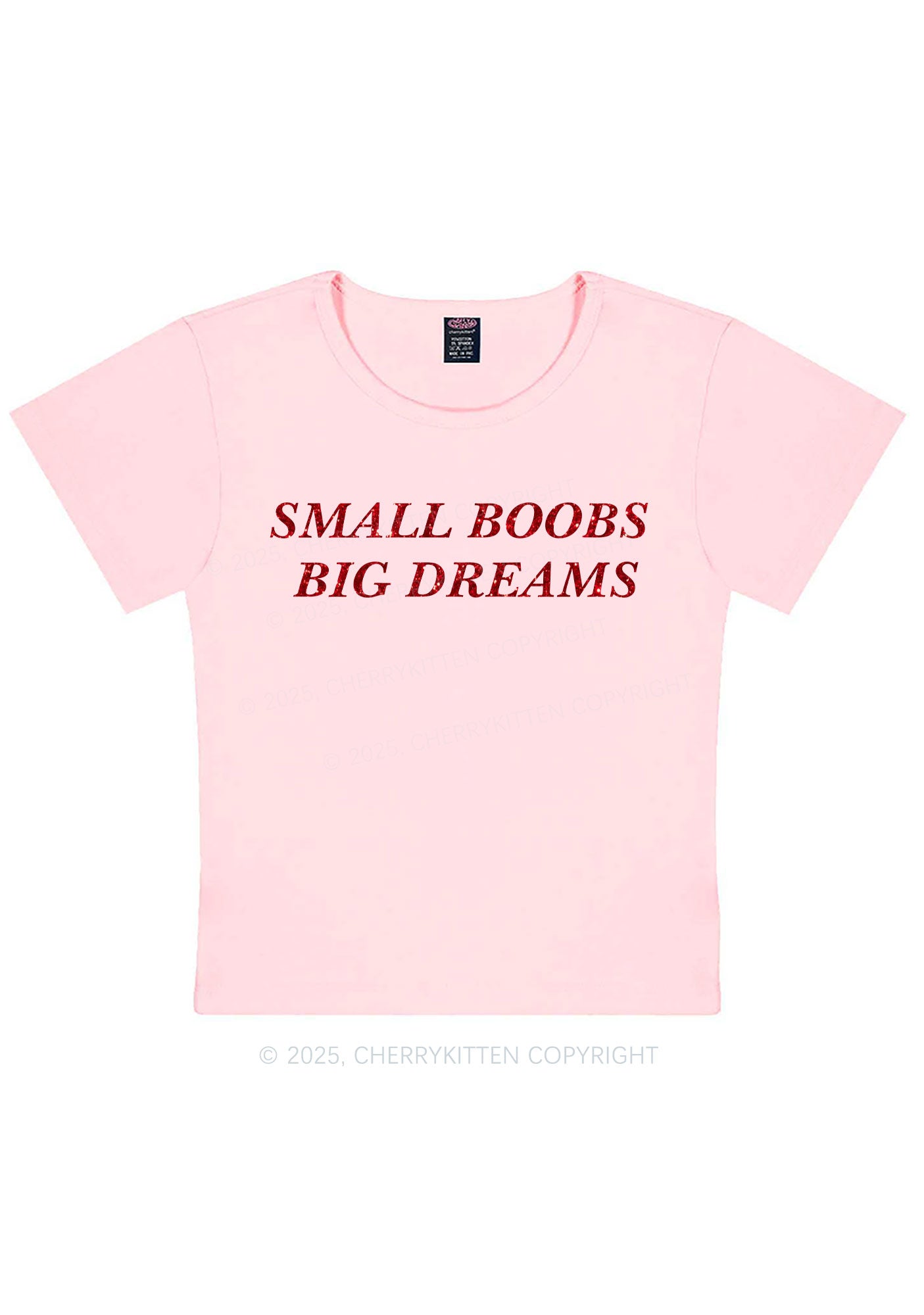 Glitter Small But Big Dreams Y2K Baby Tee Cherrykitten