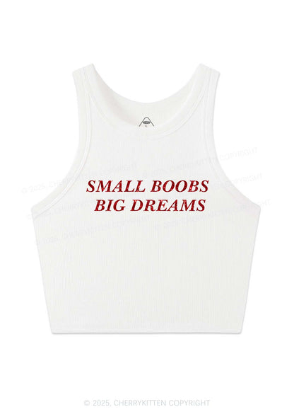 Glitter Small But Big Dreams Y2K Crop Tank Top Cherrykitten