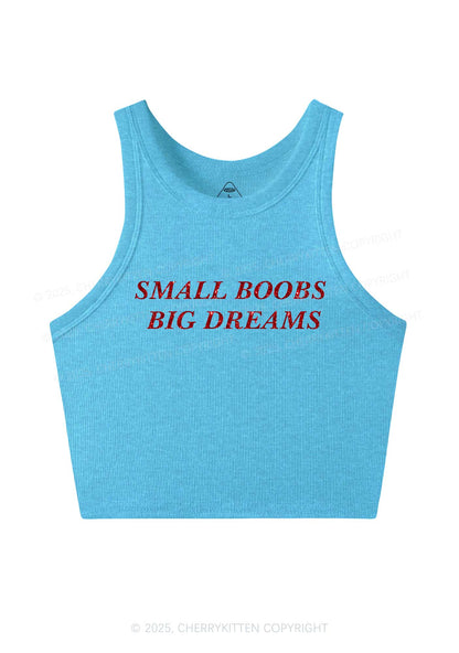 Glitter Small But Big Dreams Y2K Crop Tank Top Cherrykitten