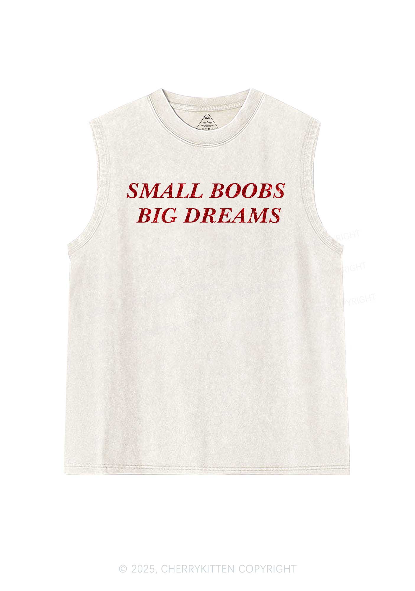 Glitter Small But Big Dreams Y2K Washed Muscle Tank Cherrykitten