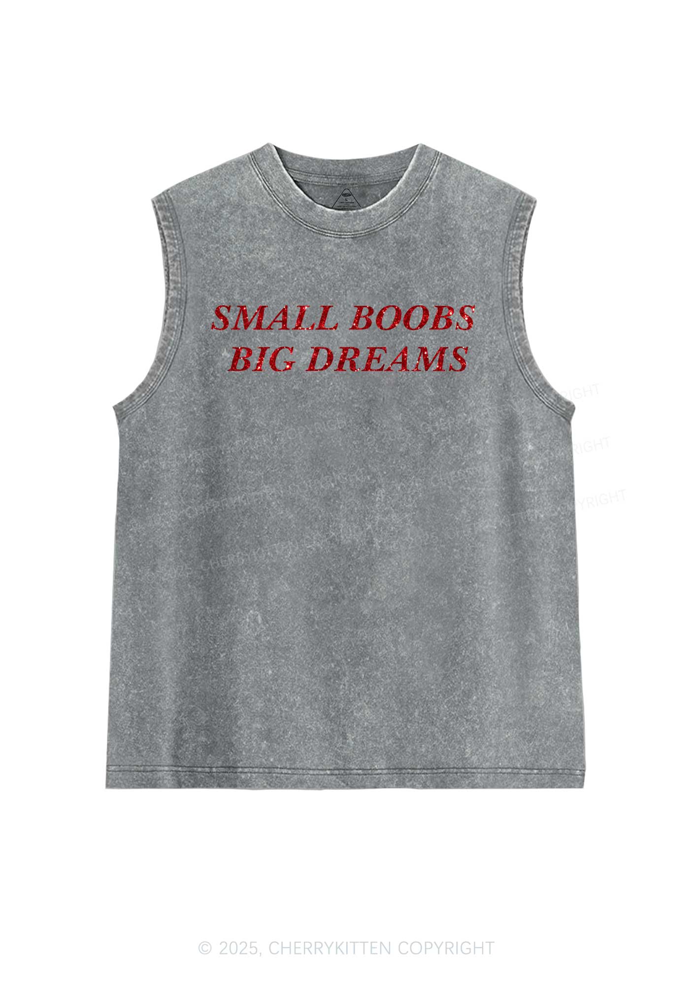 Glitter Small But Big Dreams Y2K Washed Muscle Tank Cherrykitten