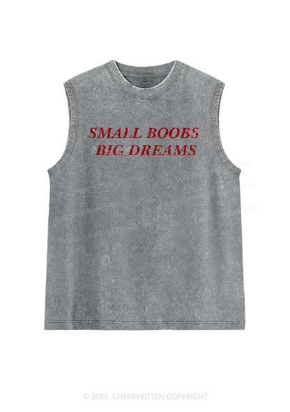 Glitter Small But Big Dreams Y2K Washed Muscle Tank Cherrykitten
