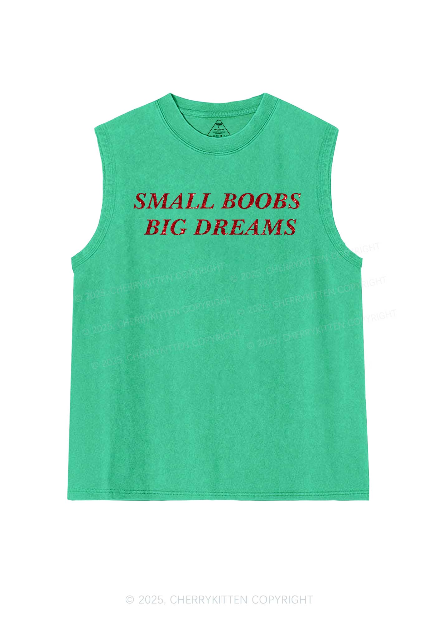Glitter Small But Big Dreams Y2K Washed Muscle Tank Cherrykitten