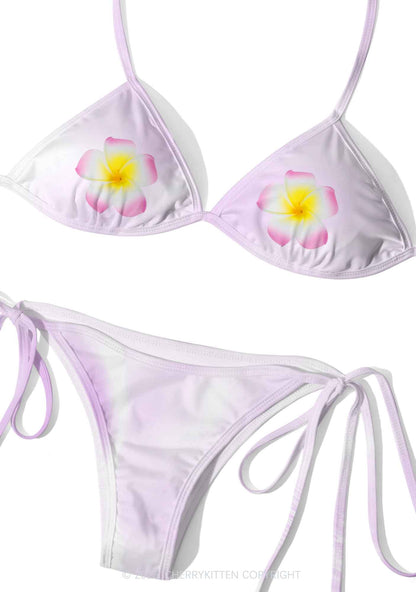 Pastel Plumeria Sparkle Y2K Print Bikini Set Cherrykitten