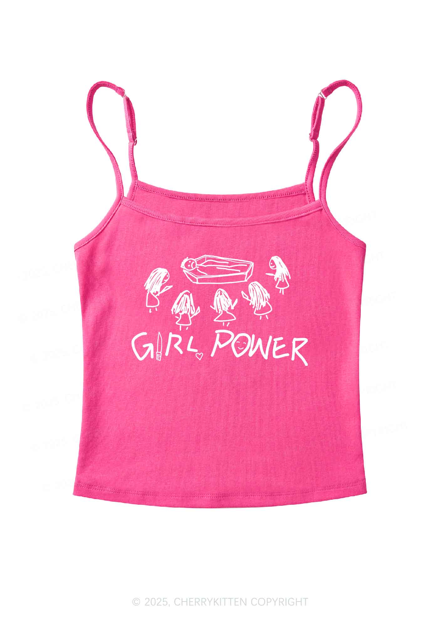 Girls Power Y2K Spaghetti Strap Cami Cherrykitten