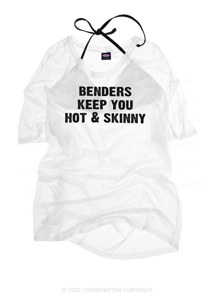 Benders Keep You Hot&Skinny Y2K Sheer Boyfriend Tee Cherrykitten