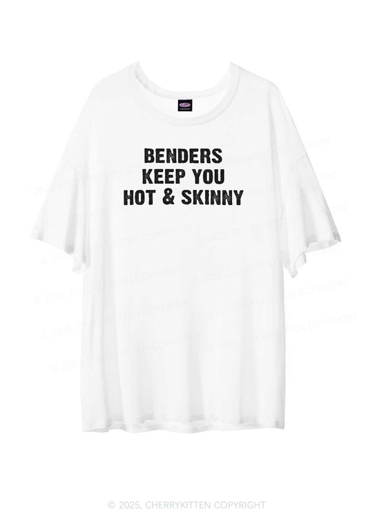 Benders Keep You Hot&Skinny Y2K Sheer Boyfriend Tee Cherrykitten