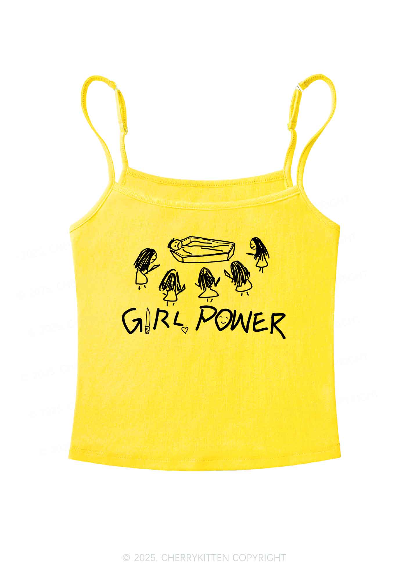 Girls Power Y2K Spaghetti Strap Cami Cherrykitten