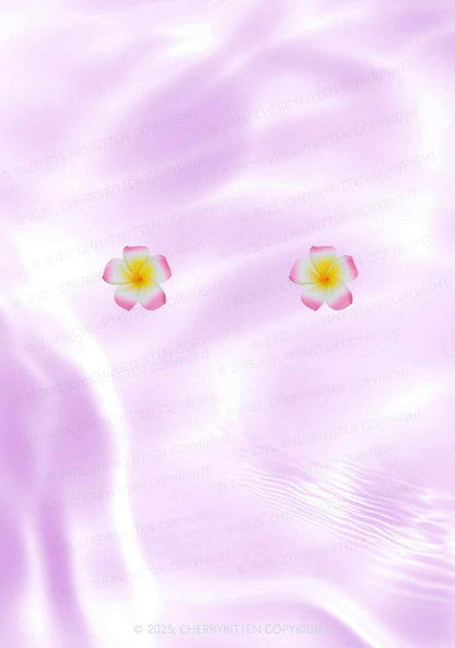 Pastel Plumeria Sparkle Y2K Print Bikini Set Cherrykitten