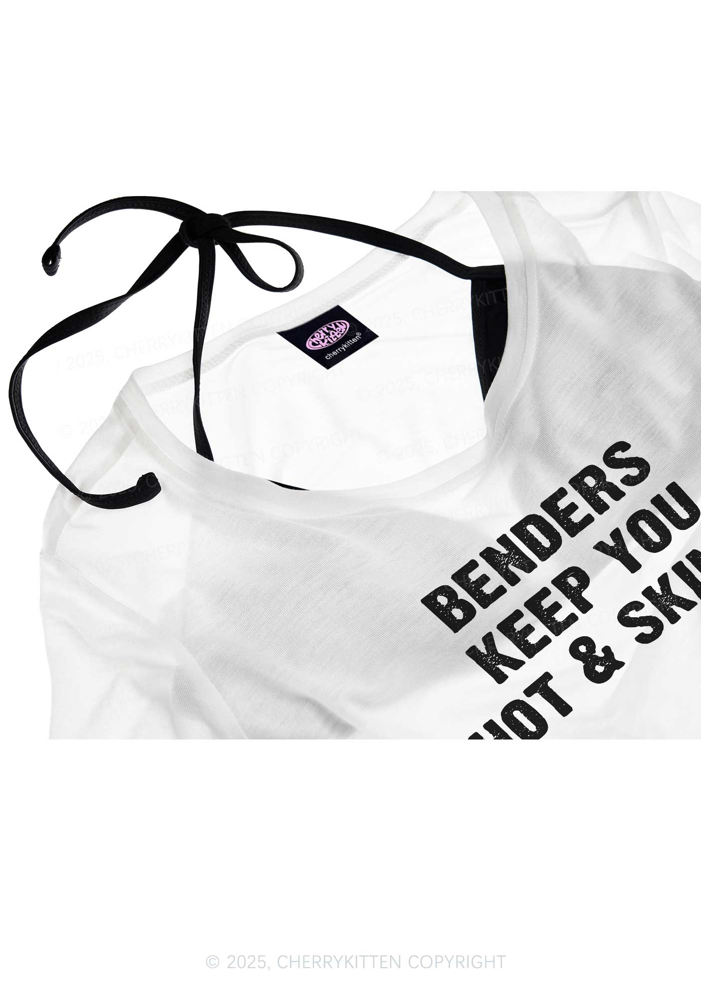 Benders Keep You Hot&Skinny Y2K Sheer Boyfriend Tee Cherrykitten