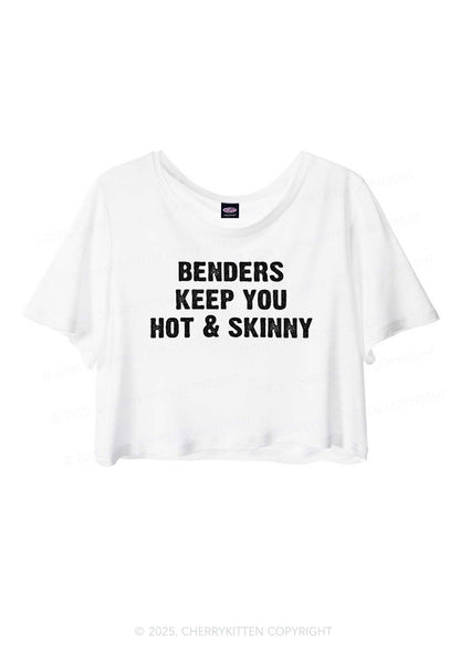 Benders Keep You Hot&Skinny Y2K Sheer Crop Tee Cherrykitten