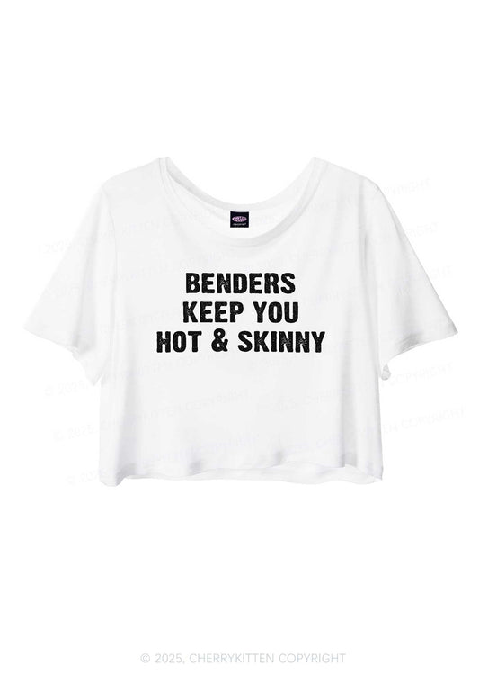 Benders Keep You Hot&Skinny Y2K Sheer Crop Tee Cherrykitten