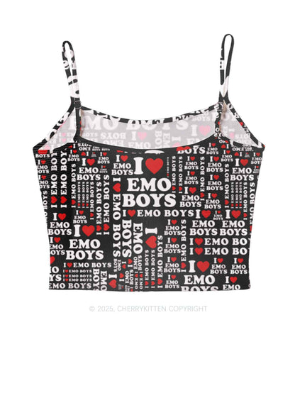 I Love Emo Boys Y2K Mesh Cami Tank Cherrykitten