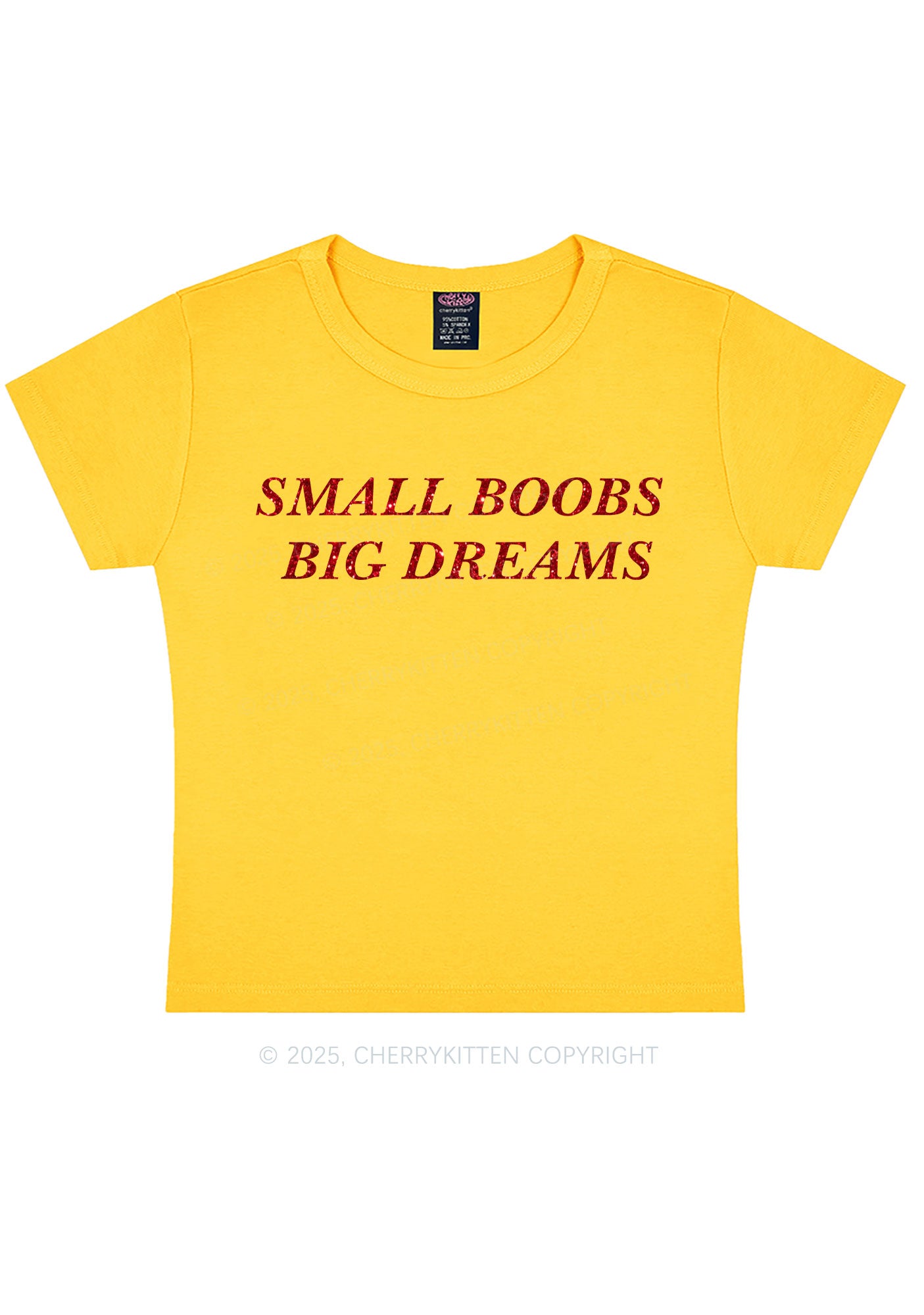 Glitter Small But Big Dreams Y2K Baby Tee Cherrykitten