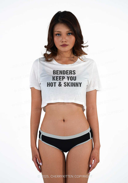 Benders Keep You Hot&Skinny Y2K Sheer Crop Tee Cherrykitten