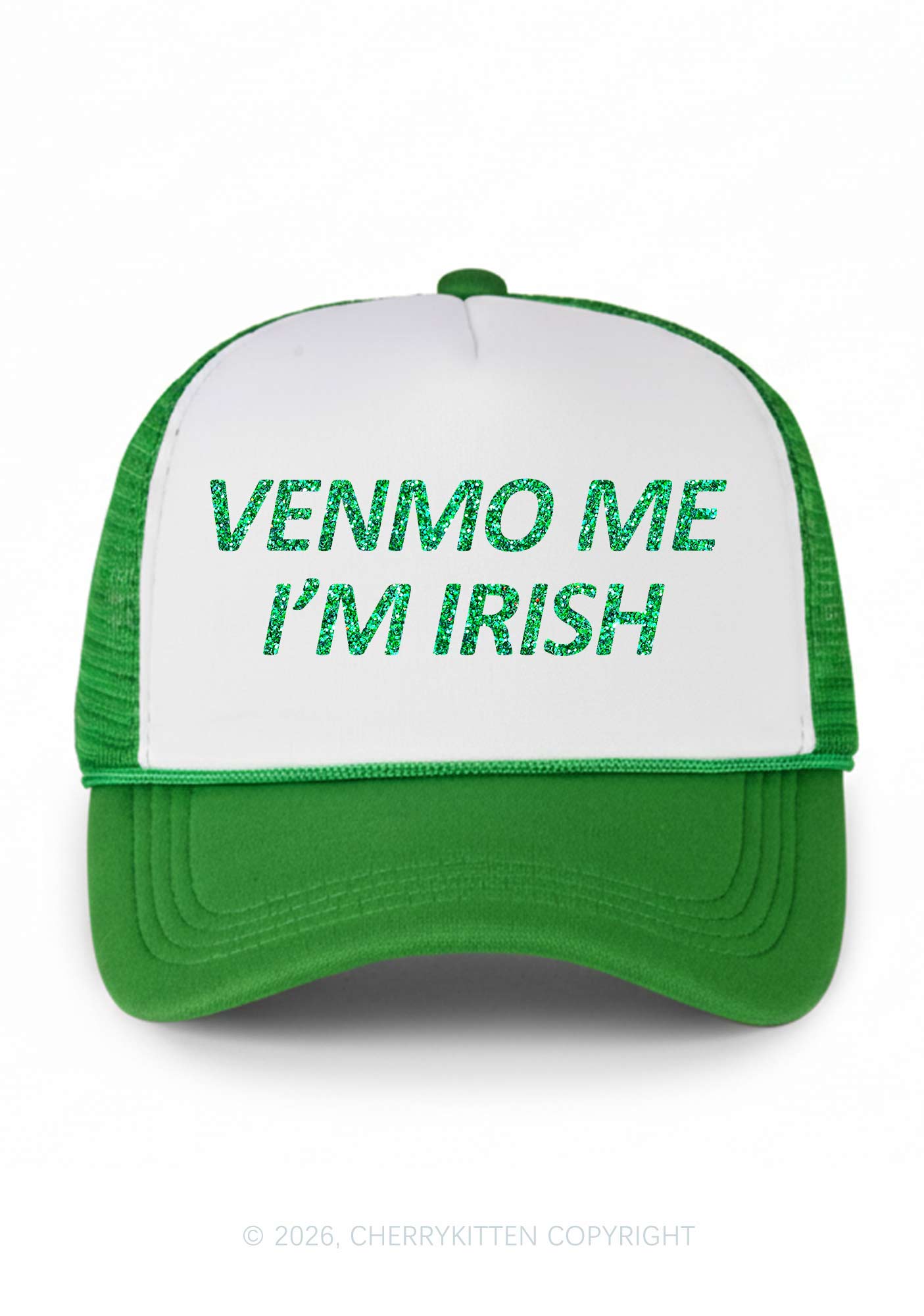 Glitter Venmo Me Im Irish St Patricks Y2K Colorblock Trucker Hat Cherrykitten