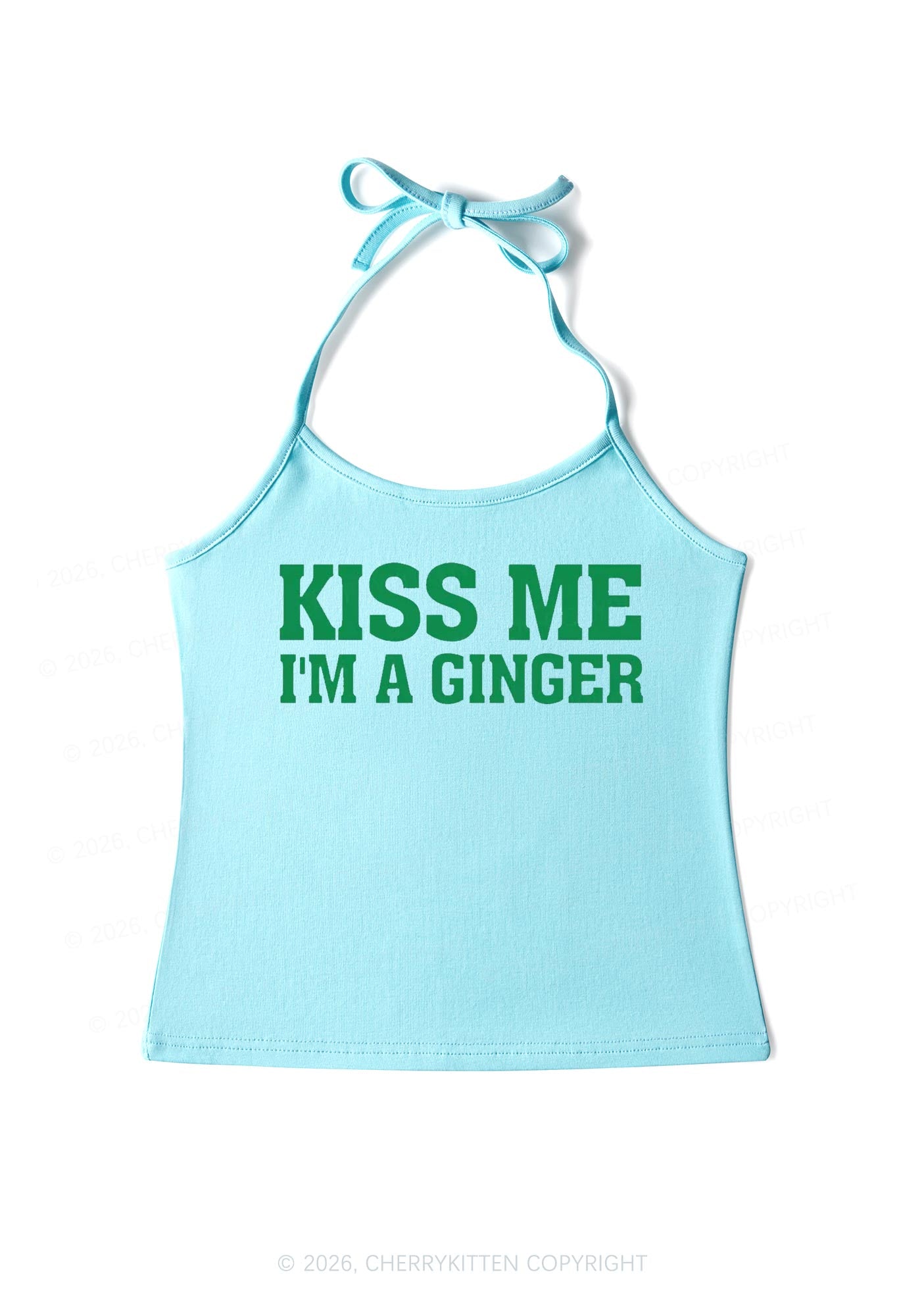 Kiss Me Im Ginger St Patricks Y2K Halter Neck Cami Cherrykitten
