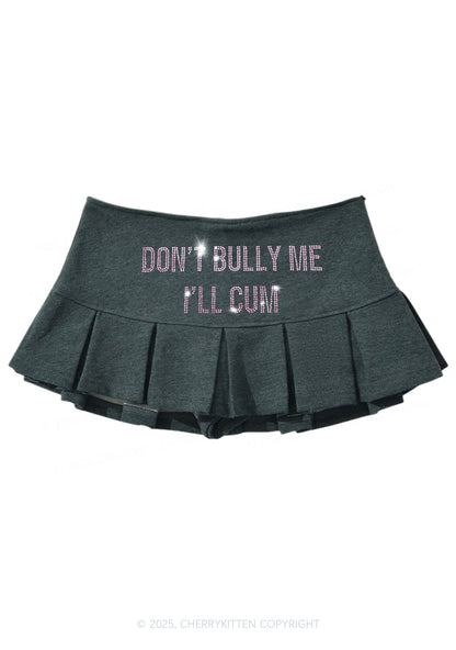 Rhinestone Dont Bully Me Y2K Mini Pleated Skirts Cherrykitten