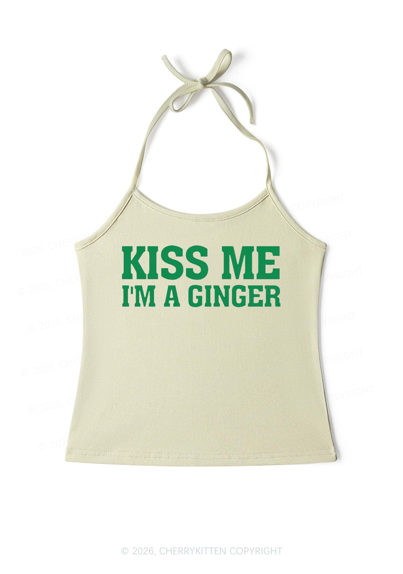 Kiss Me Im Ginger St Patricks Y2K Halter Neck Cami Cherrykitten