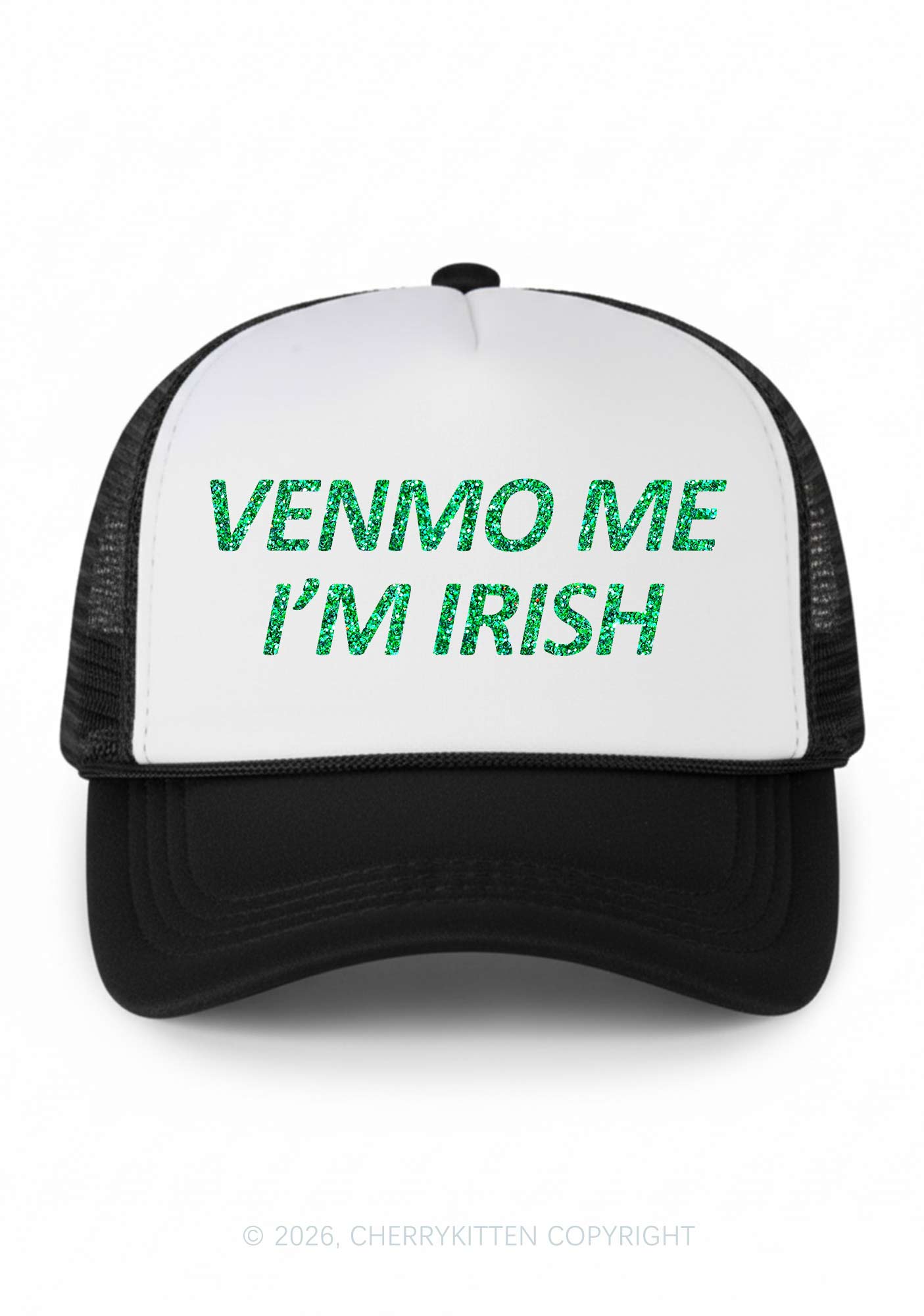 Glitter Venmo Me Im Irish St Patricks Y2K Colorblock Trucker Hat Cherrykitten