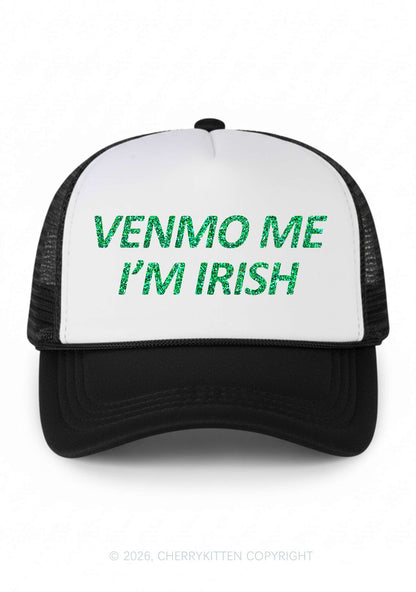 Glitter Venmo Me Im Irish St Patricks Y2K Colorblock Trucker Hat Cherrykitten