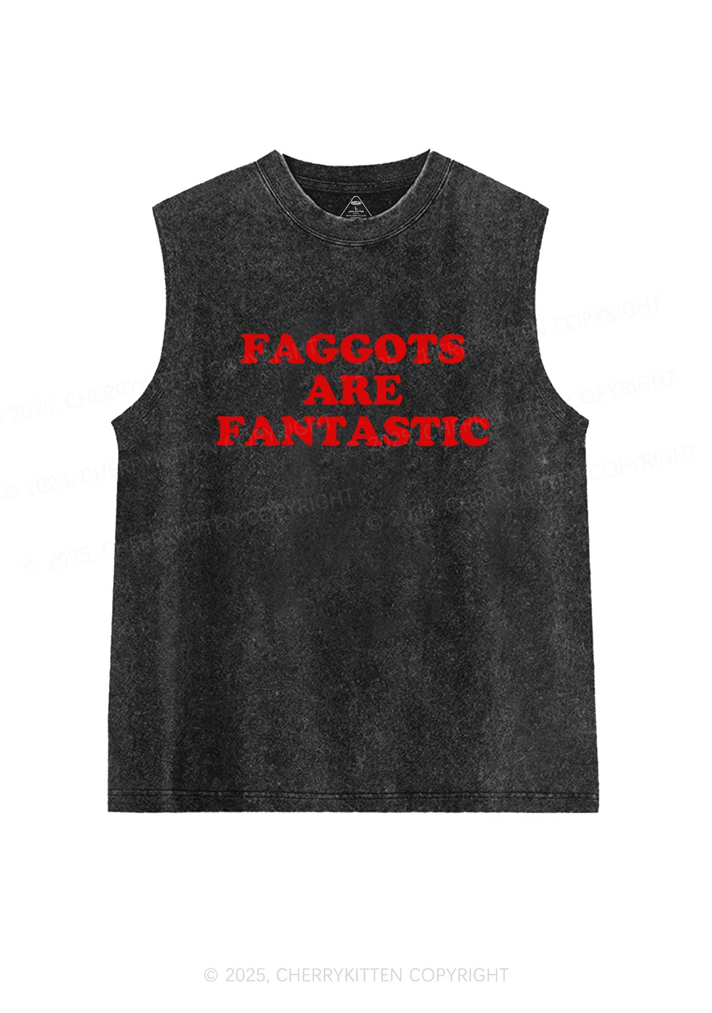 Faggots Are Fantastic Pride Y2K Washed Muscle Tank Cherrykitten