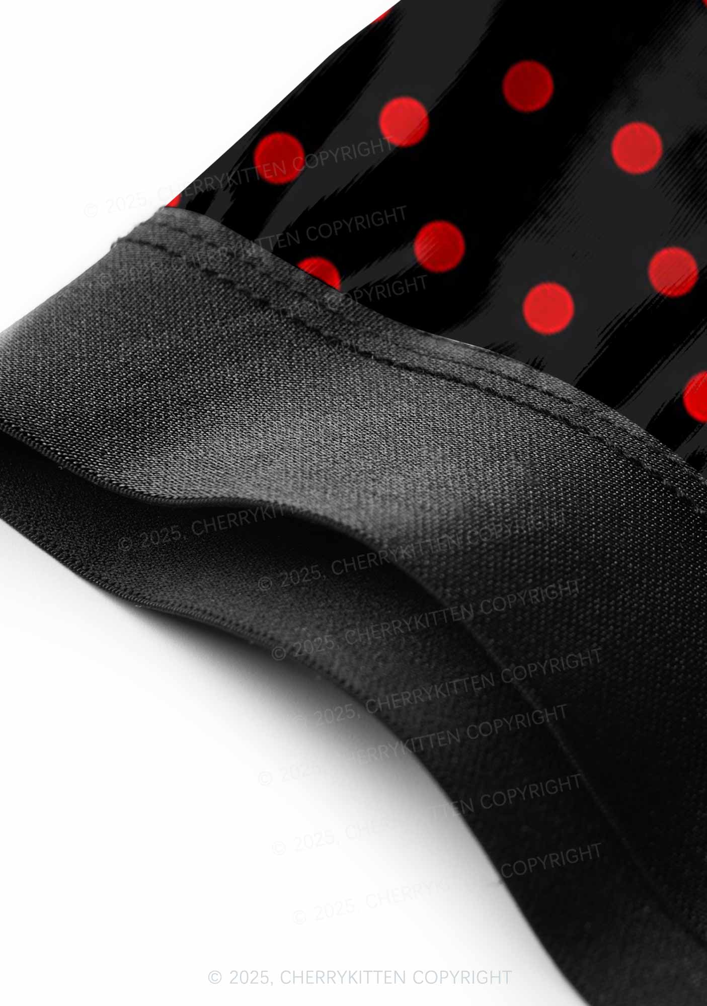 Red Dots On Black Valentine's Day Y2K Print Couples Boxer Briefs Set Cherrykitten