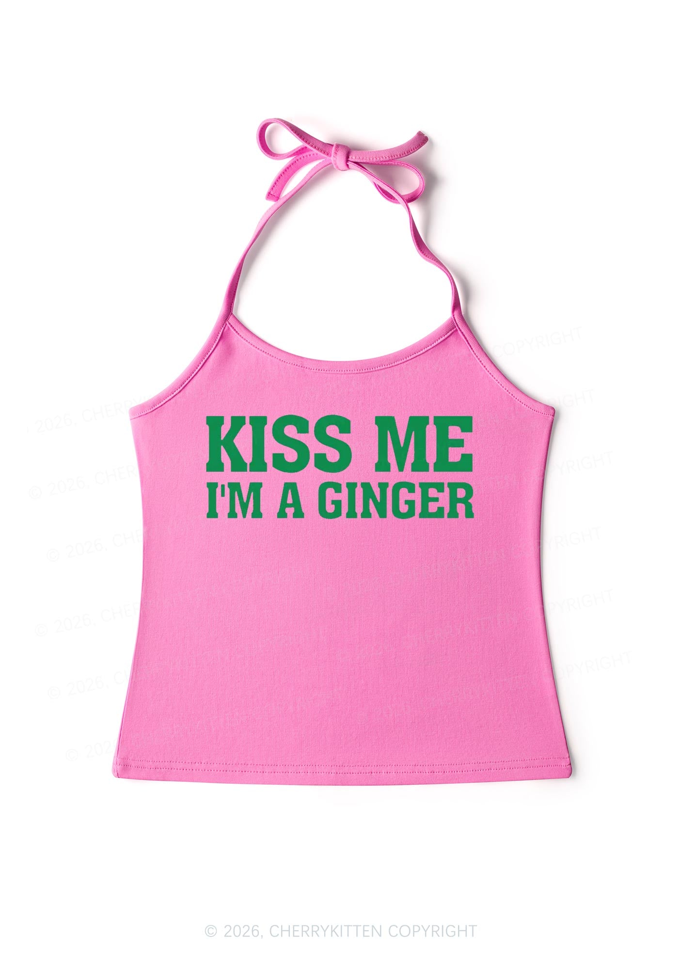 Kiss Me Im Ginger St Patricks Y2K Halter Neck Cami Cherrykitten