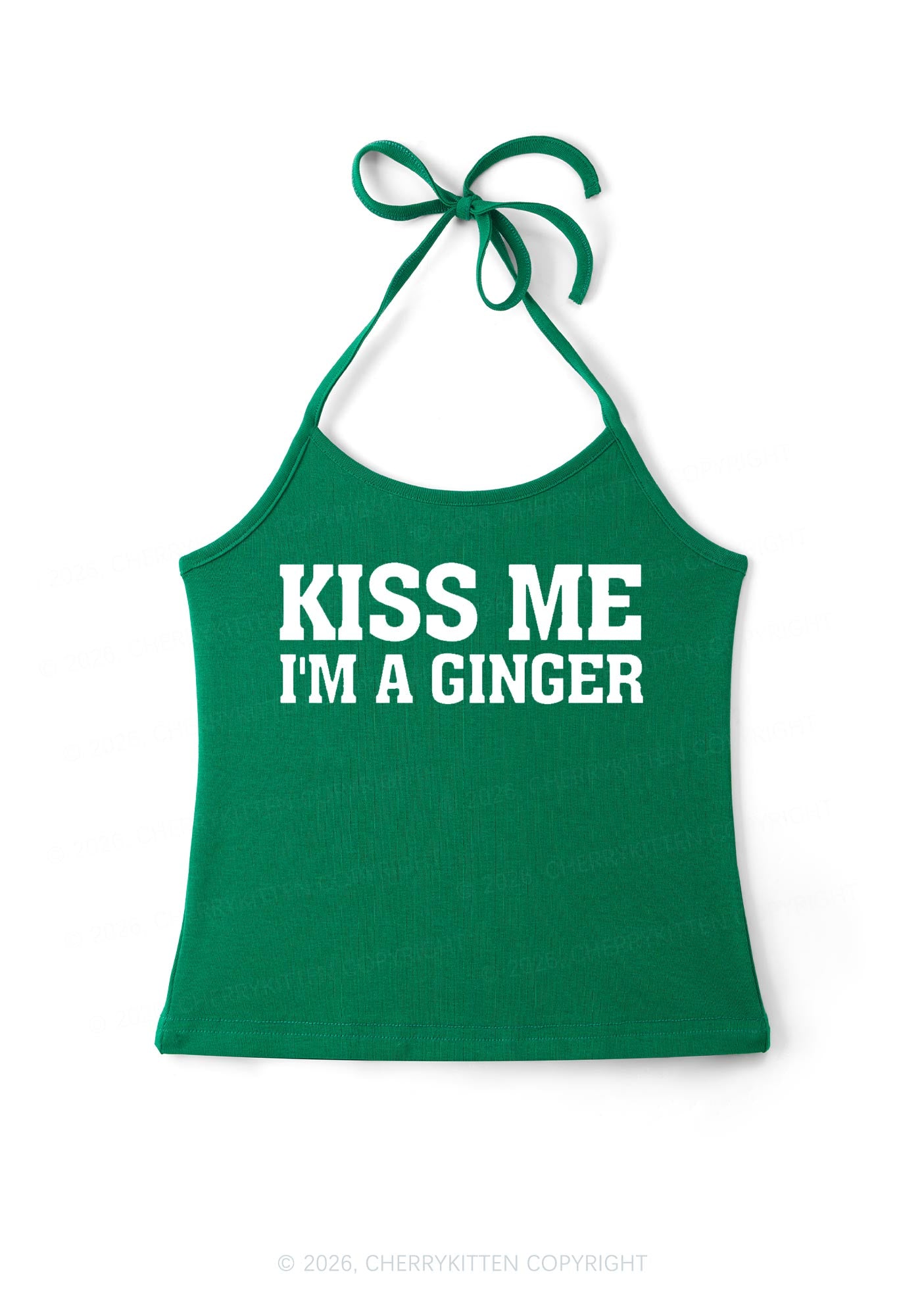 Kiss Me Im Ginger St Patricks Y2K Halter Neck Cami Cherrykitten