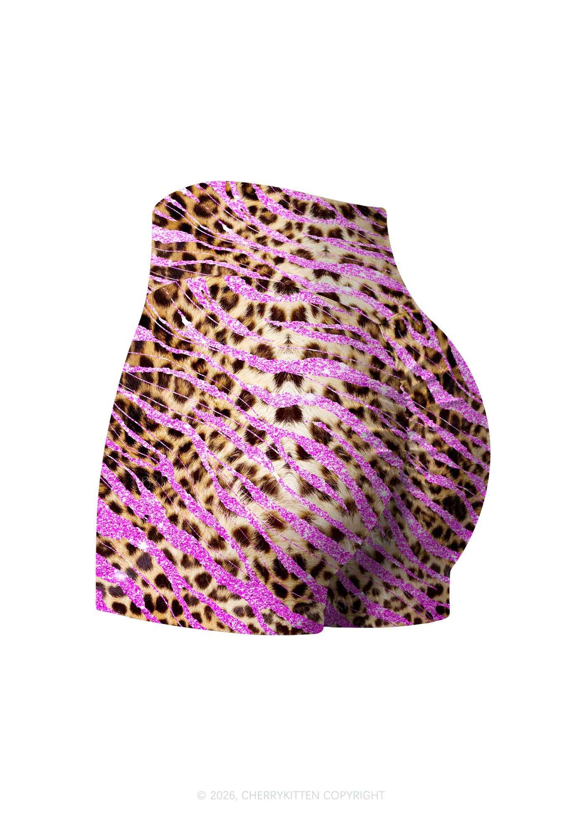 Sparkle Pink Leopard Y2K Print Gym Shorts Cherrykitten