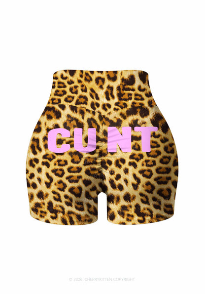 Cxxt Leopard Y2K Print Gym Shorts Cherrykitten