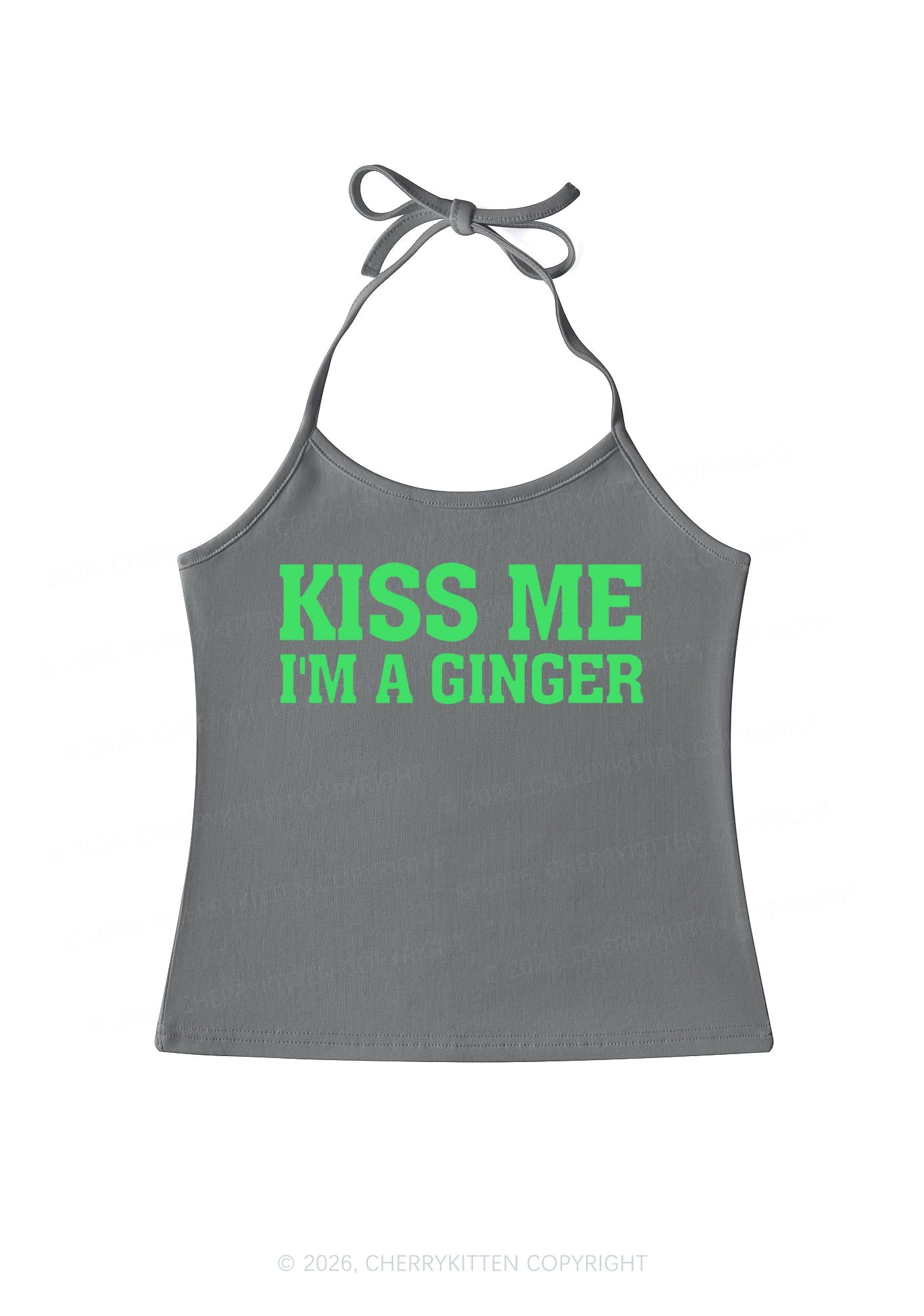 Kiss Me Im Ginger St Patricks Y2K Halter Neck Cami Cherrykitten