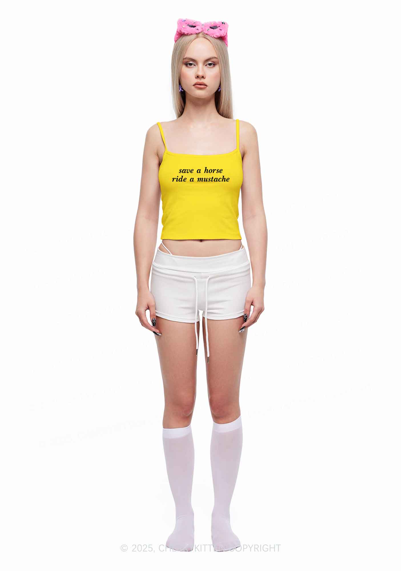 Ride A Mustache Y2K Spaghetti Strap Cami Cherrykitten