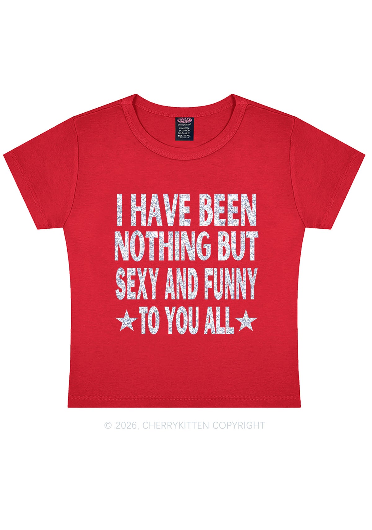 Glitter I Have Been Funny Y2K Baby Tee Cherrykitten