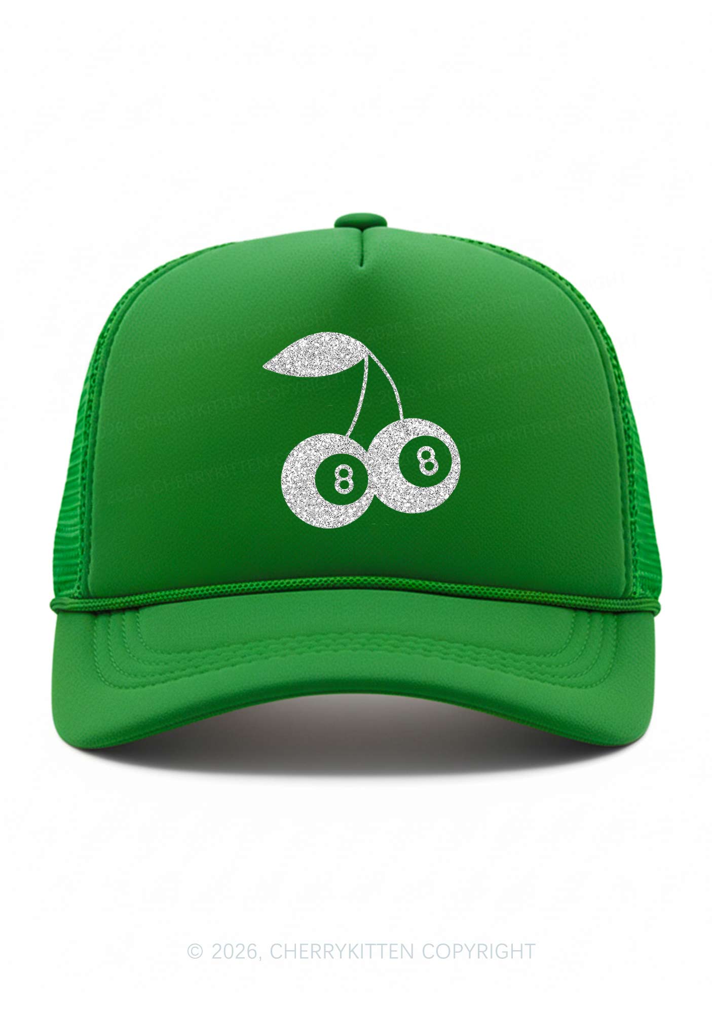 Glitter Lucky Eight St Patricks Y2K Trucker Hat Cherrykitten