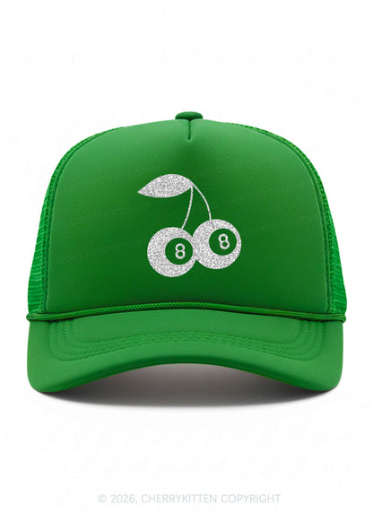 Glitter Lucky Eight St Patricks Y2K Trucker Hat Cherrykitten