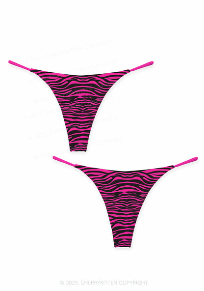 Pink Wave Valentine's Day Y2K Print Couples Thong Set Cherrykitten