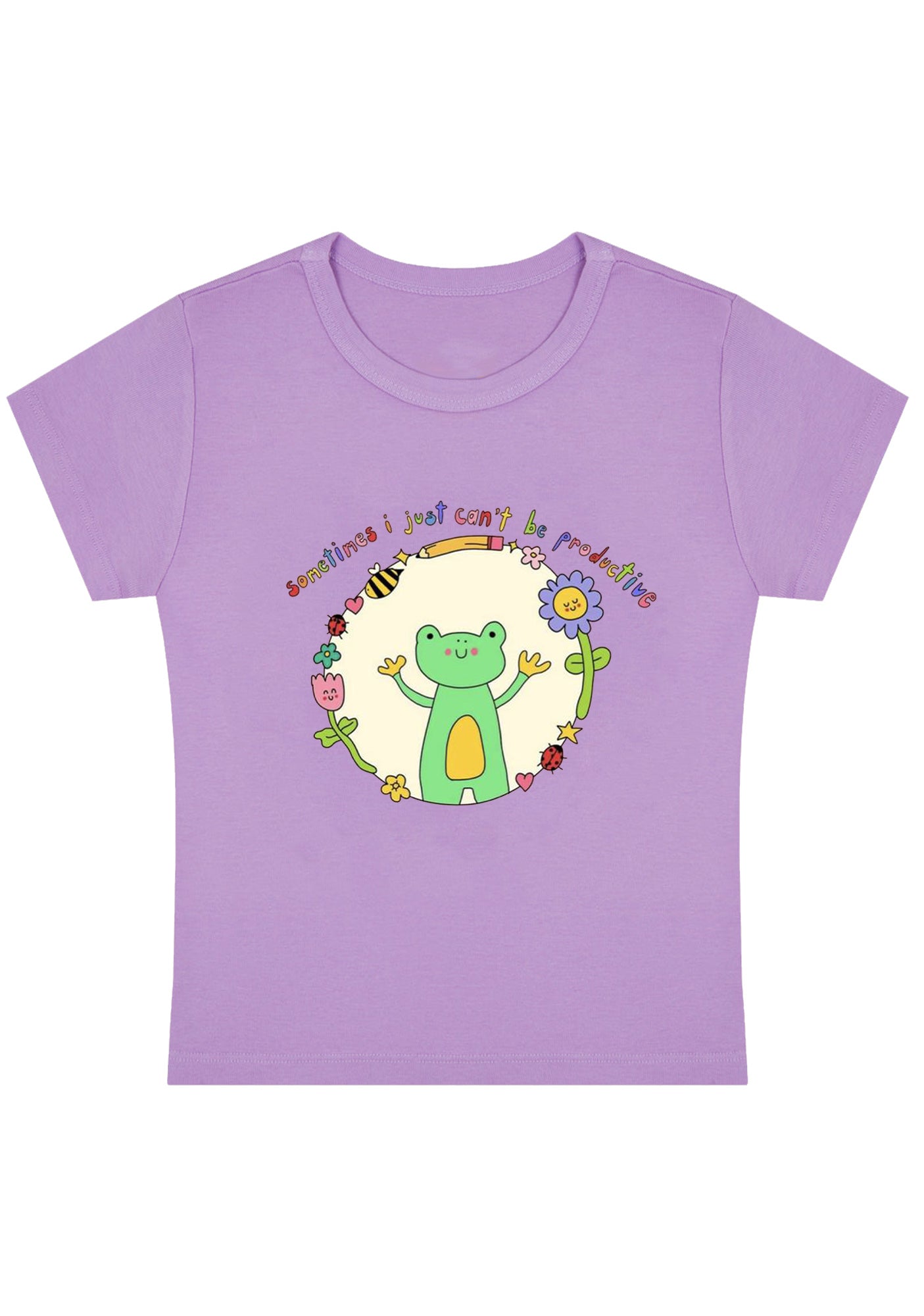 I Just Can't Be Productive Y2K Baby Tee