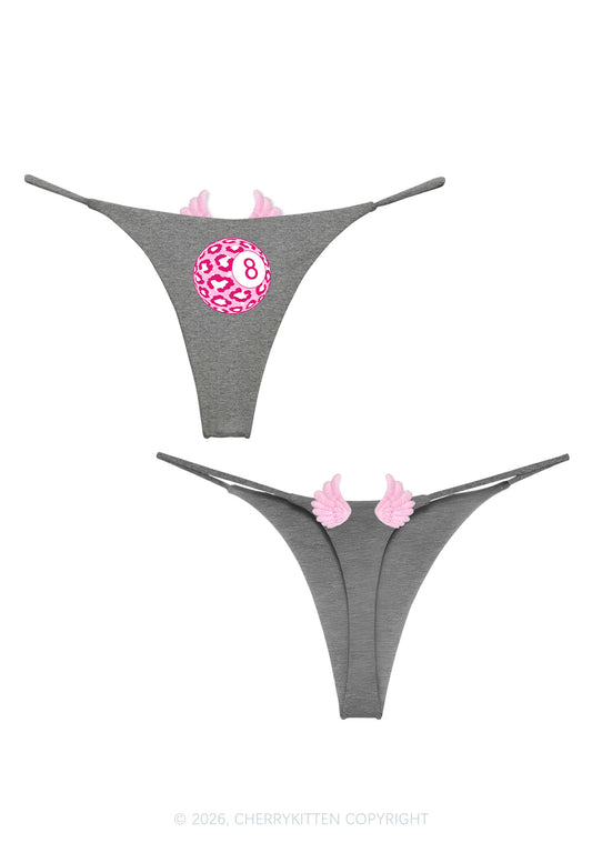 Pink Leopard Eight Ball Y2K Goth Angel Wings Bikini String Thong Cherrykitten