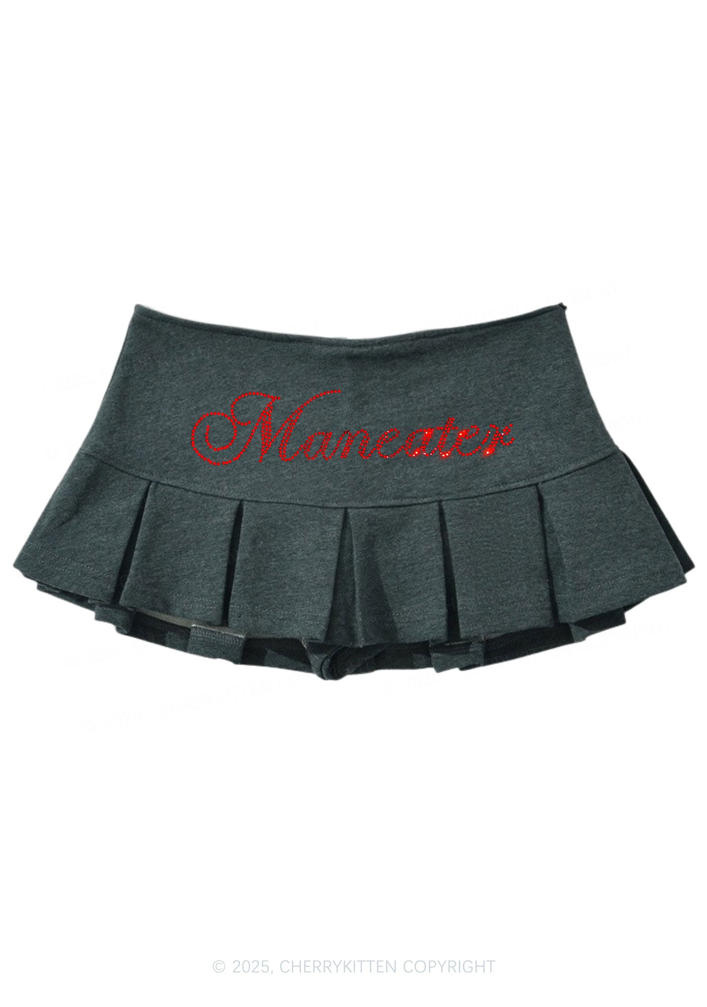 Rhinestone Maneater Y2K Mini Pleated Skirts Cherrykitten