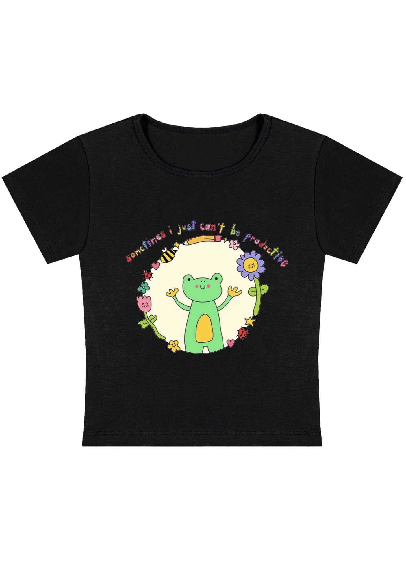 I Just Can't Be Productive Y2K Baby Tee