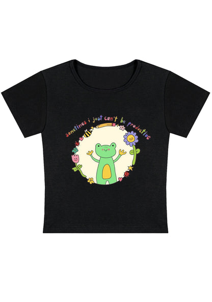 I Just Can't Be Productive Y2K Baby Tee