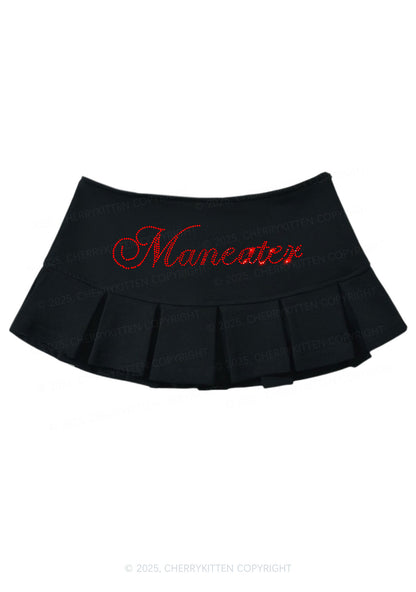 Rhinestone Maneater Y2K Mini Pleated Skirts Cherrykitten