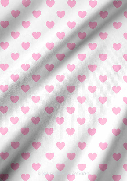Pink Heart On White Valentine's Day Y2K Print Long Sleeve Pajama Set Cherrykitten