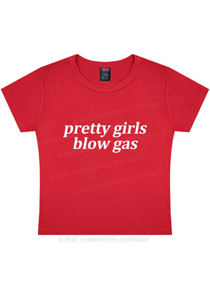 Pretty Girls Blow Gas Y2K Baby Tee Cherrykitten