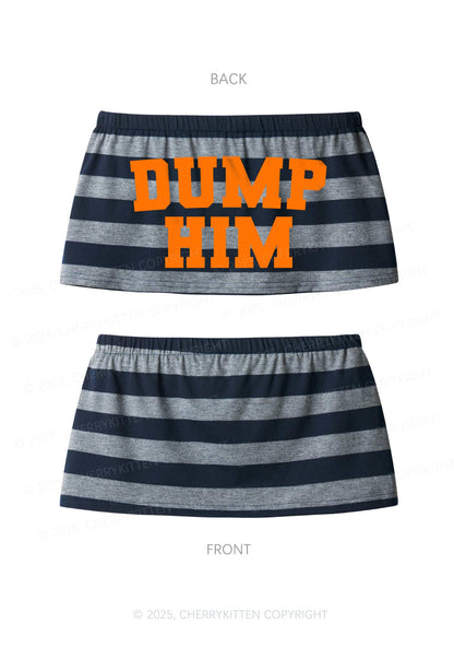 Dump Him Y2K Navy Grey Striped Mini Skirt Cherrykitten