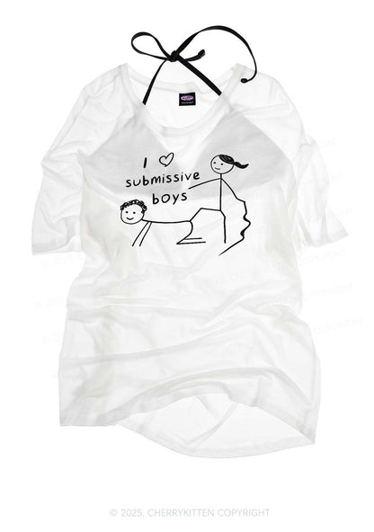 I Love S Boys Y2K Sheer Boyfriend Tee Cherrykitten