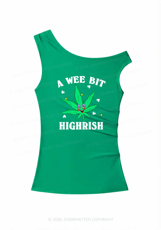 A Wee Bit Highrish St Patricks Y2K Off Shoulder Tank Top Cherrykitten