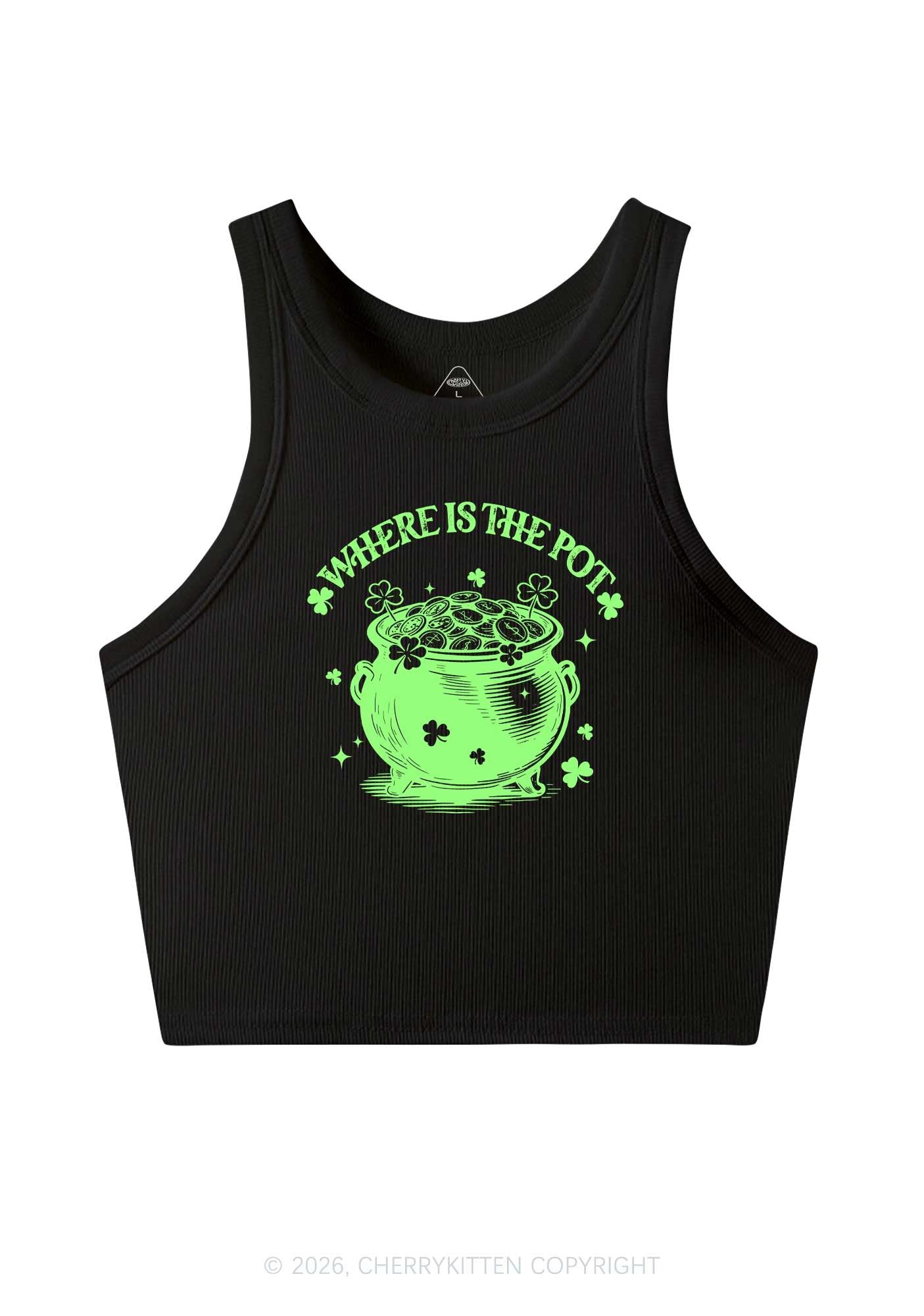 Where Is The Pot St Patricks Y2K Crop Tank Top Cherrykitten