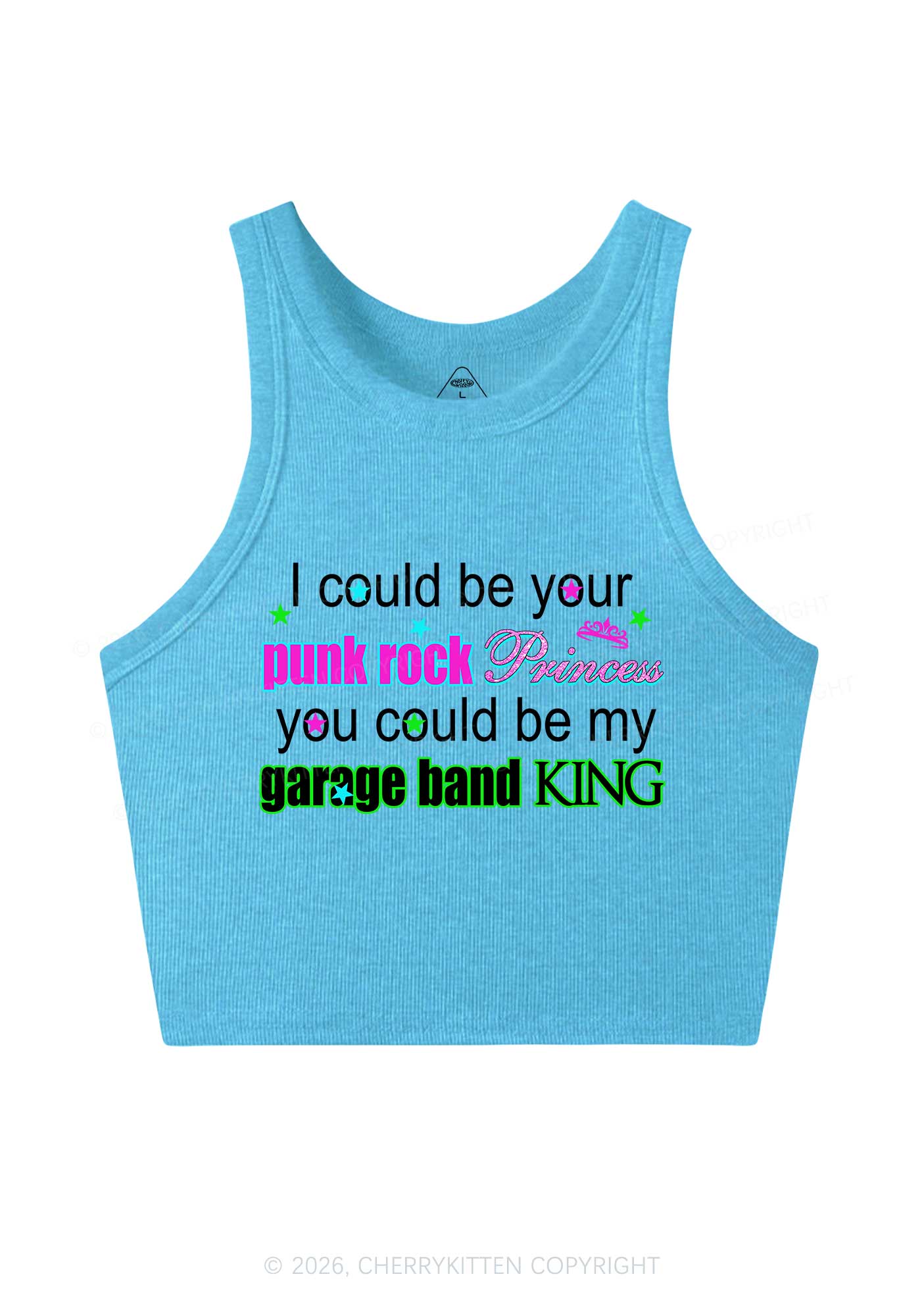Punk Rock Princess Y2K Crop Tank Top Cherrykitten
